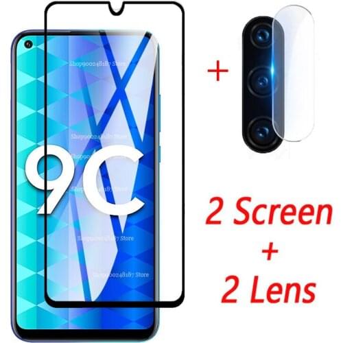 4 in 1 for huawei honor 9c glass camera protective glass on honor 9c xonor 9 c c9 on honor9c aka-l29 screen protector cover film