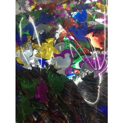 50g/lot Pigeon Sequins 16*14mm PVC Sequin Cute Flat Paillette Bird Of Peace Animal Decoration Mix Colors Confetti