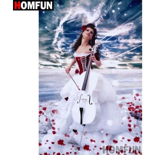 HOMFUN 5D DIY Diamond Painting Full Square/Round Drill "Violin girl" Embroidery Cross Stitch gift Home Decor Gift A09010