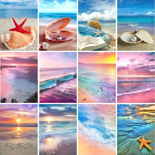 5D DIY Diamond Painting Animal Turtle Full Diamond Mosaic Cross Stitch Set Landscape Beach Sunset Home Decoration Christmas Gift