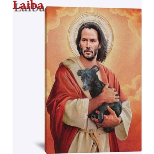 Keanu Reeves Meme Jesus Diamond Mosaic Picture of Rhinestones 5D DIY Diamond Painting Cross Stitch Handicraft Embroidery Gift