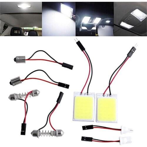 White New COB 24-SMD LED Panel Dome Lamp Car Interior Reading Plate Light