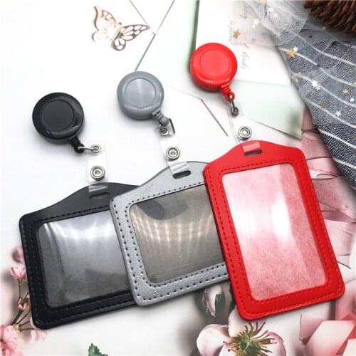 1 Set Business Retractable Badge Reel Pull ID Card Badge Holder Security Retractable Photo Identity Pass Work Card Badge Holder