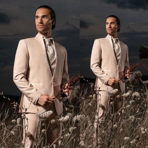 Gentleman Noble Wedding Tuxedos Slim Fit One Button Groom Wear Suits Formal Party Prom Mens Jacket Blazer(Jacket+pants)