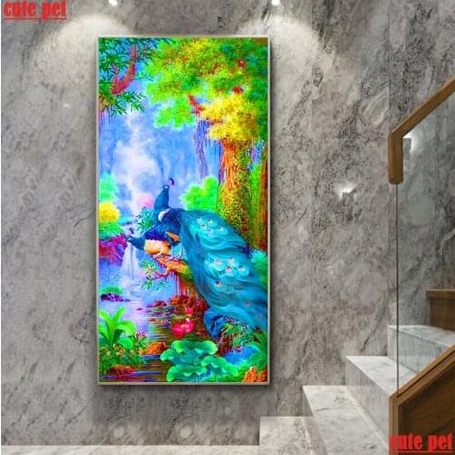 Large DIY Diamond Painting Peacock Full Square Round Drill Jungle Animal Rhinestone 5D CrossStitch Embroidery Mosaic Home decor