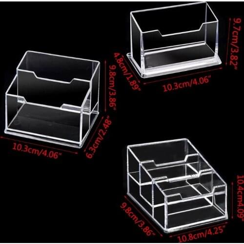 Business Card Holder Clear Acrylic Card Display Stand Transparent Business Card Holders 3 Inclined Compartments