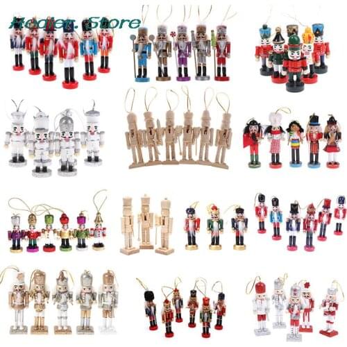6/8/10/12/12.5/13cm Wooden Nutcracker Solider Figure Puppet Doll Handcraft For Children Gifts Christmas Home Office Decor