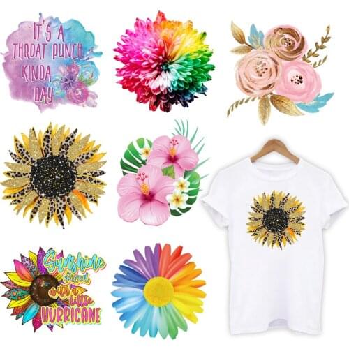 DIY Cartoon Flower Heat Transfer Sticker For Vogue Girl Clothing Patch 1 Piece. MHT