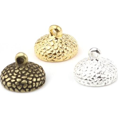 DoreenBeads Metal Beads Caps Round (Fit Beads Size: 14mm Dia.) DIY Making Necklace Earrings Jewelry Findings 15mm x 11mm, 10PCs