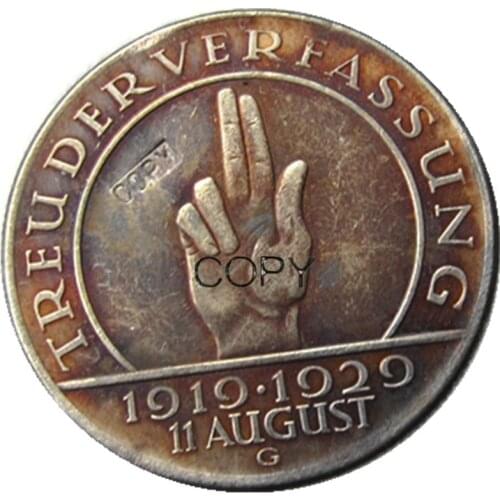 Germany weimar republic 1929 G 5 reichsmark Silver Plated Copy Coin