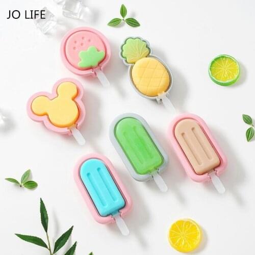 JO LIFE Fruit Ice Cream Silicone Mold Cartoon Popsicle With Lid Ice Lolly Mould