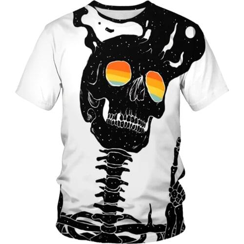 Skull 3D graphic T-shirt summer mens and womens couples Harajuku street fashion clothing breathable comfortable short sleeves