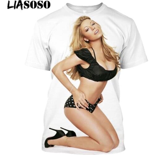 LIASOSO 3D Print Mariah Carey T-shirt Harajuku Mens Womens Clothing Summer Fashion Sexy Girl Tee New Hip Hop Rock Rap T-shirt