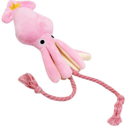 Cute Squid Pet Dog Toy Octopus Cute BB Plush Pet Puppy Rope Toys Pink Chew Squeak Toys for Dog Cat