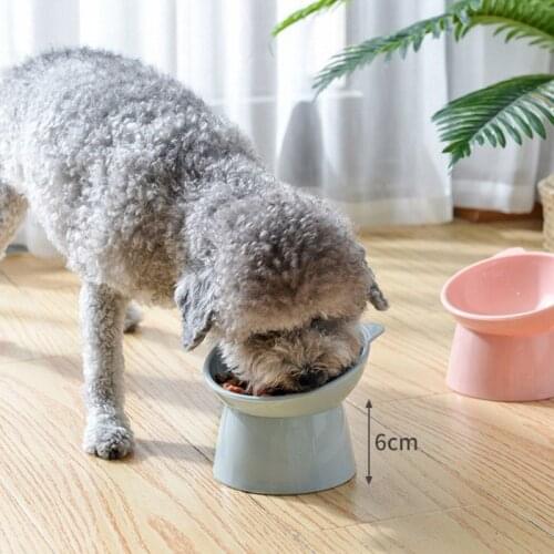 Cat Food Bowl Plastic Elevated Cat Bowl Anti Vomiting Cat Bowl Raised Title Angle Protect Cats Spine Backflow Prevention Feeder