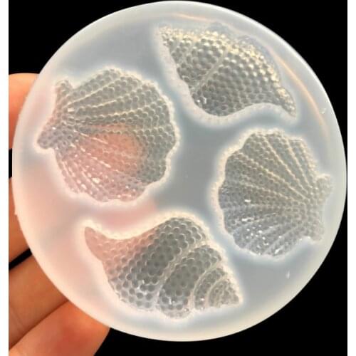 Multi-faceted Shell Conch Mirror Epoxy Silicone Abrasive Simulation Shell Crafts Decoration Mold Chocolate Cake Baking Tool