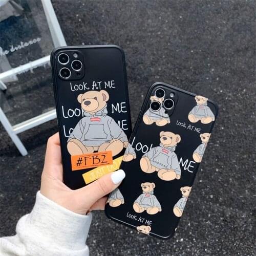 OEING Fashion Bear Personal Phone Case For Iphone 11 12 Pro Max 7 8 Plus X XS XR Couple Shockproof Cartoon Soft Back Case Cover