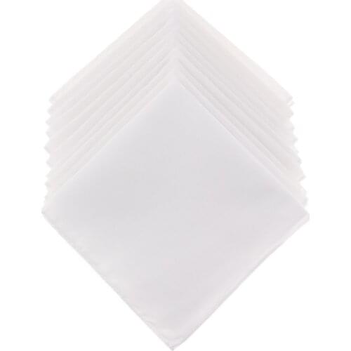 10pcs Pure 100% Cotton White Handkerchiefs Women Men Hanky Hankies Kerchiefs