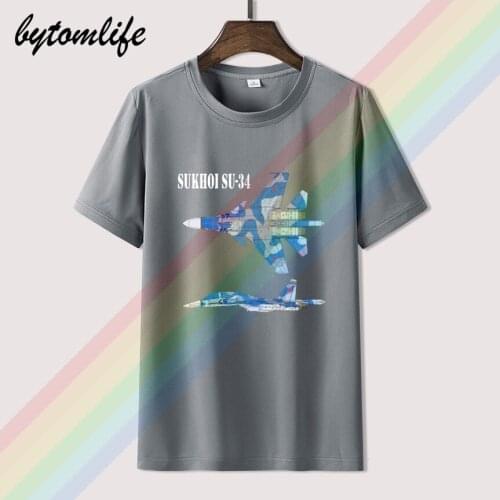 2020 New Fashion Men T Shirt New Sukhoi SU-34 Fighter Jet Russians Flanker Men Black T-shirt Size S to 3XL Casual T-shirt