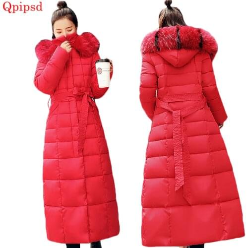 New Long Winter Jacket Womens Thicken Warm Down Jacket Coat Female Plus Size Loose Cotton Coats Ladies Slim Hooded Cotton Parkas