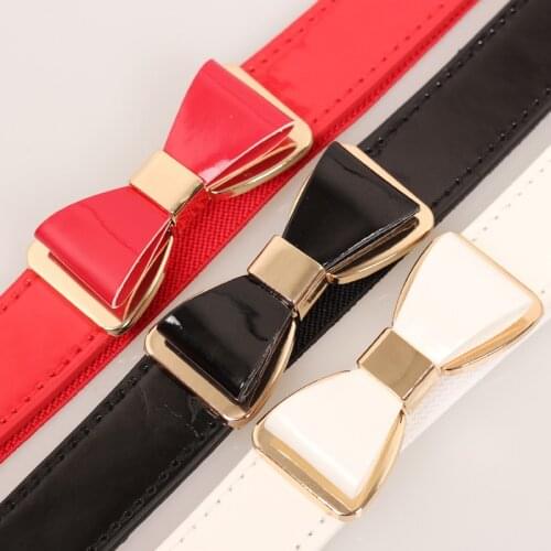 New Bowknot Women Decorative Waist Belt Slim Female Elastic Cummerbunds Ladies Dress Skirt Decoration Accessories