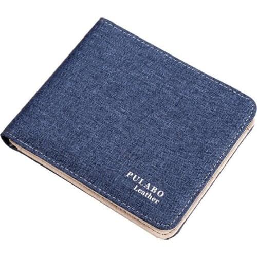 New Brand Short Designer Man Canvas With Leather Wallet With Coin Pocket Boys Card Holder Thin Purse For Men