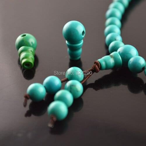 Wholesale 10mm Prayer Bracelet Guru Round Beads Natural Blue and Green Howlite Tee Beads For Jewelry Making 10 set/lot