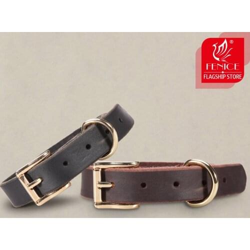 Fenice Dog Collar Leather Pet Medium/Large Trainning Dog Neck Adjustable Pets Collars