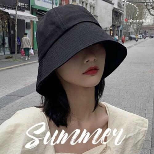 Bucket Hats Women Beach All-match Popular Stylish Dome Mujer Street Charm Fisherman Outdoor Daily Solid Adult Sun-proof Chapeau