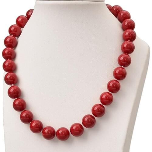 Fashion statement women artificial coral red stone 10mm beads necklace chain choker clavicle jewelry 18inch B3212