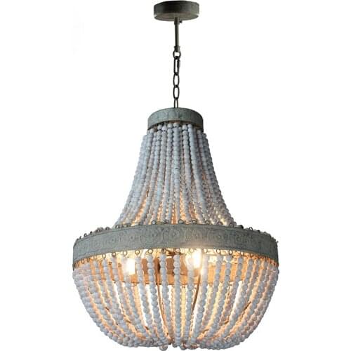 Retro loft vintage rustic round wooden beads pendant lamp E27 led hanging lamp decor lights modern for living room hotel kitchen