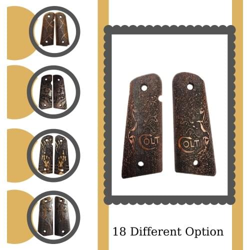 Colt Edition 1911 Custom Laser Cut Wood Inlay Grips Gun Accessory Hunting Gun
