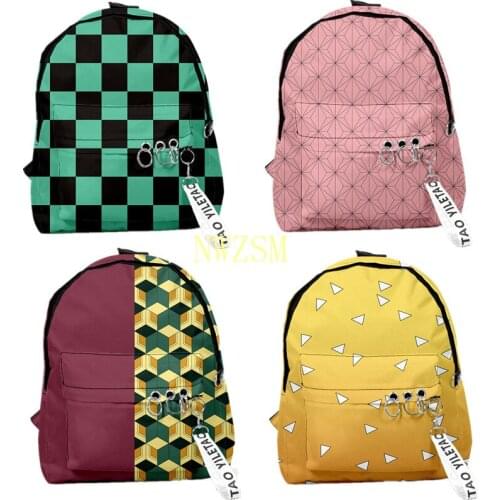 Demon Slayer Kimetsu no Yaiba Backpack Canvas Bag Kamado Tanjirou School Bags Girl Tomioka Giyuu Nezuko Notebook Bag Cosplay