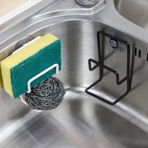 Storage Rack Double Sink Sponge Sundries Storage Rack Bathroom Kitchen Metal Racks Holder Shelf Sucker Storage Rack Basket