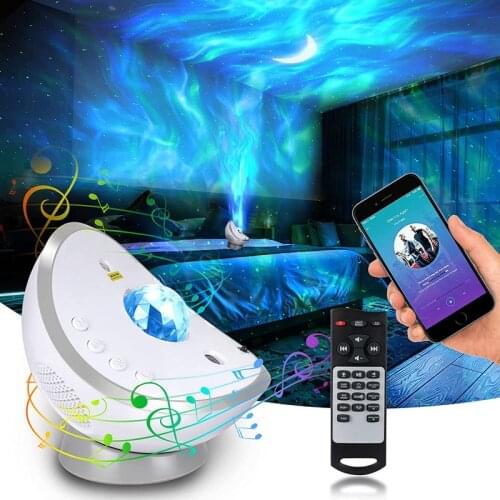 LED Aurora Projector White Noise Night Light Galaxy Starry Projector Water Pattern Star Moon Lamp For Room Decor Christmas Gift