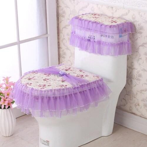 Warm and comfortable pastoral winter u-shaped zipper toilet pad cotton three-piece