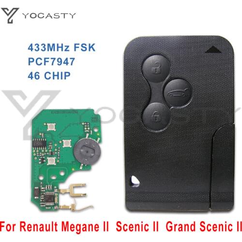YOCASTY 433Mhz 3 Button Smart Remote Car Key for Renault Megane II Scenic II Grand Scenic II 2003 2008 PCF7947 46 chip No Mark