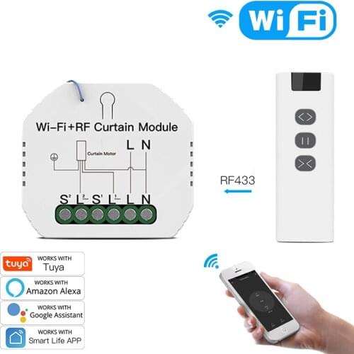 WiFi RF 433 Smart Curtain Blinds Module Switch Roller Shutter Motor Tuya Wireless Remote Control Work With Alexa Google Home