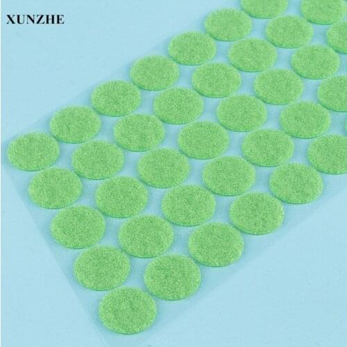 Green 100 Pair 10mm Diameter Nylon Fabric Sticky Back Round Coins Hook and Loop Self Adhesive Fastener Dots Tapes hook loop tape