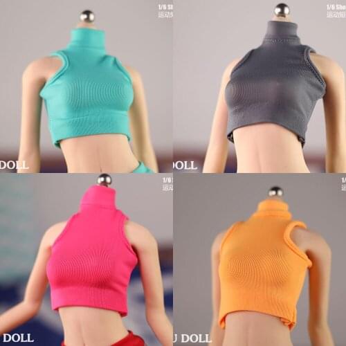 1/6 Female Stand-up collar tight T-shirt base vest Short waist vest For 12inch TBL Female Doll colorful vest for women