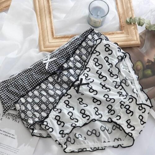 Ice Silk Mid-waist Girls Panties with Letter Print Fungus Womens Seamless Briefs Sexy Underwear Women Sexy Clothes for Women
