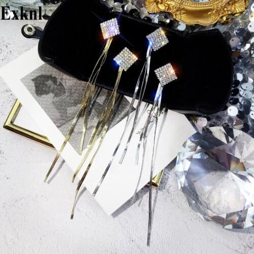 Exknl Fashion Big Drop Wedding Long Earring for Women Jewelry Korean Female Party Bohemian Dangle Tassel Bridal Earring 2020 New