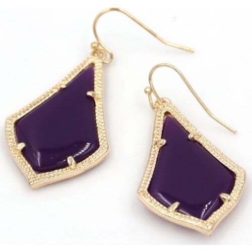 Kace Highly Bright Dark Purple COLORS Dangle Water Drop Earrings for Women