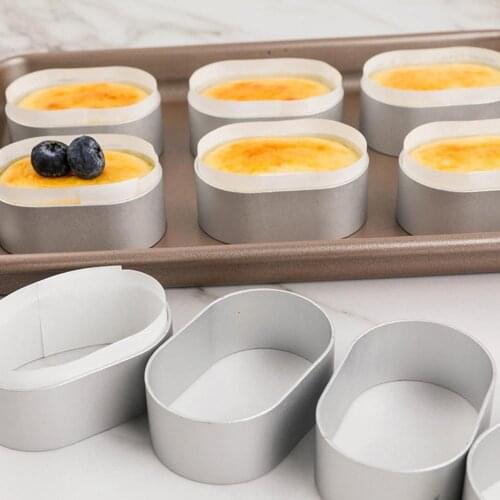 10pcs/set Cake Mold Oval Half-cooked Cheese Mold Cheese Mould Tray ToolsVent Hole Stainless Steel Mold Cake Cutting Baking Mould