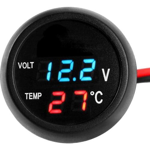 12V/24V Digital Meter Monitor 3 In 1 LED USB Car Charger Voltmeter Thermometer Car Battery Monitor LCD Digital Dual Display