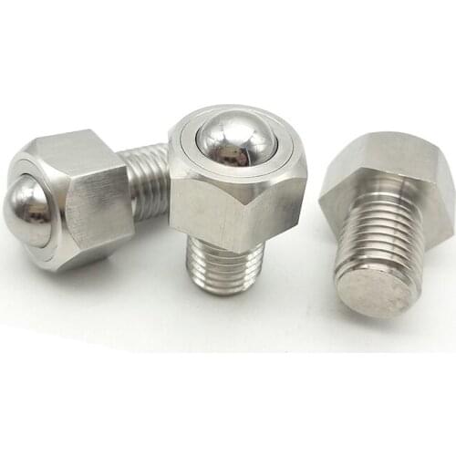 2pcs M5-M10 stainless steel hexagon bead positioning screw oute hex ball head universal roller plunger bolt 6mm-12mm long