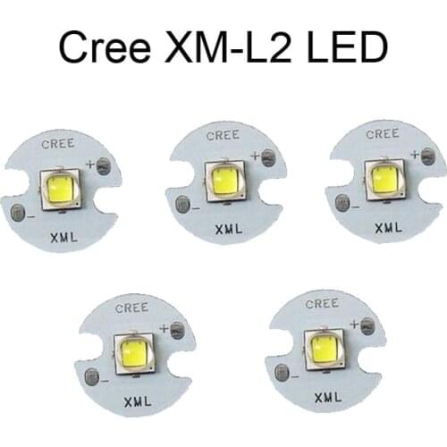 5PCS Flashlight LED Emitter XM-L2 U3 1A White Light Emitter with 16mm x 1.0mm Aluminum Base Electronic DIY Parts
