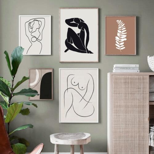 Abstract Woman Illustration Scandinavian Nordic Posters And Prints Wall Art Canvas Painting Wall Pictures For Living Room Decor