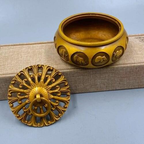 Antique incense burner household incense burner twelve zodiac copper incense burner ornaments