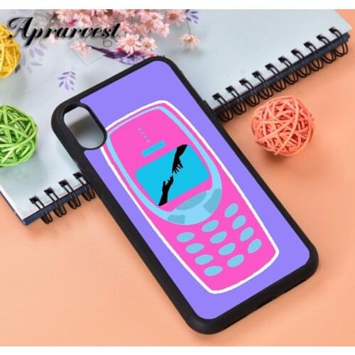 Aprarvest 90s Old Inspired Phone Print Purple Silicone Phone Case Cover For iPhone 6 6S 7 8 PLUS X XS XR 11 12 MINI PRO MAX